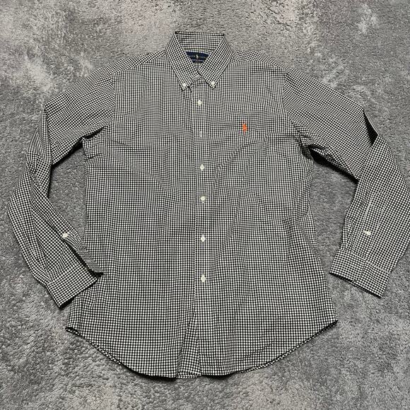 Polo Ralph Lauren Button Shirt Mens Large Check Plaid Slim Fit Dress Greenish - Picture 1 of 7